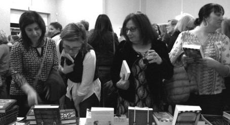 Attendees browse the pop-up bookstore