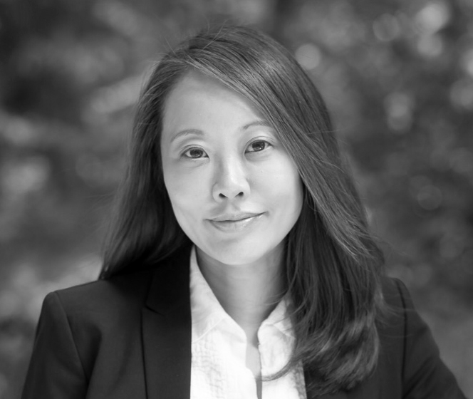 Black and white portrait of author Krys Lee.