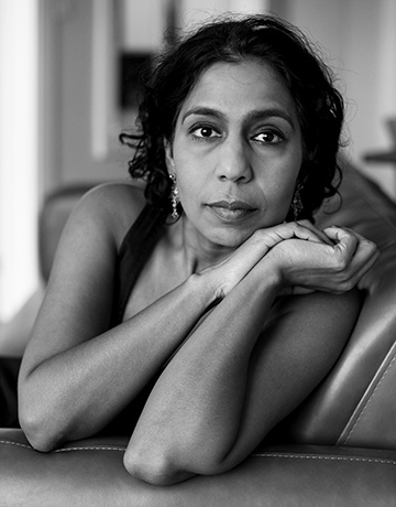 Black and white image of author Shobha Rao