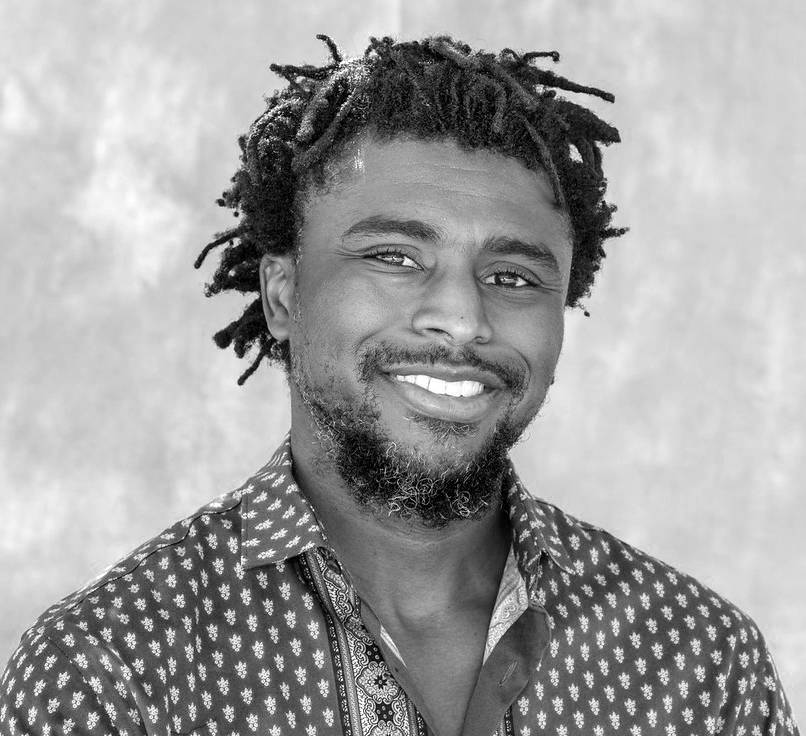 Black and white portrait of author Keenan Norris.