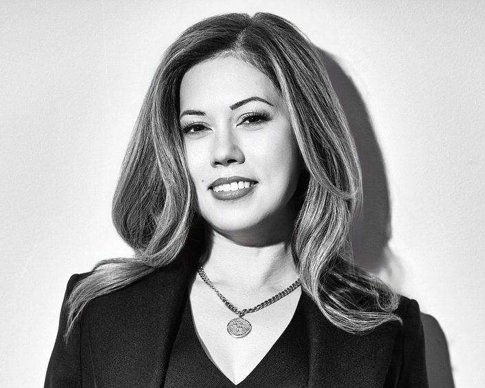 Black and white photo of editor Tara Parsons