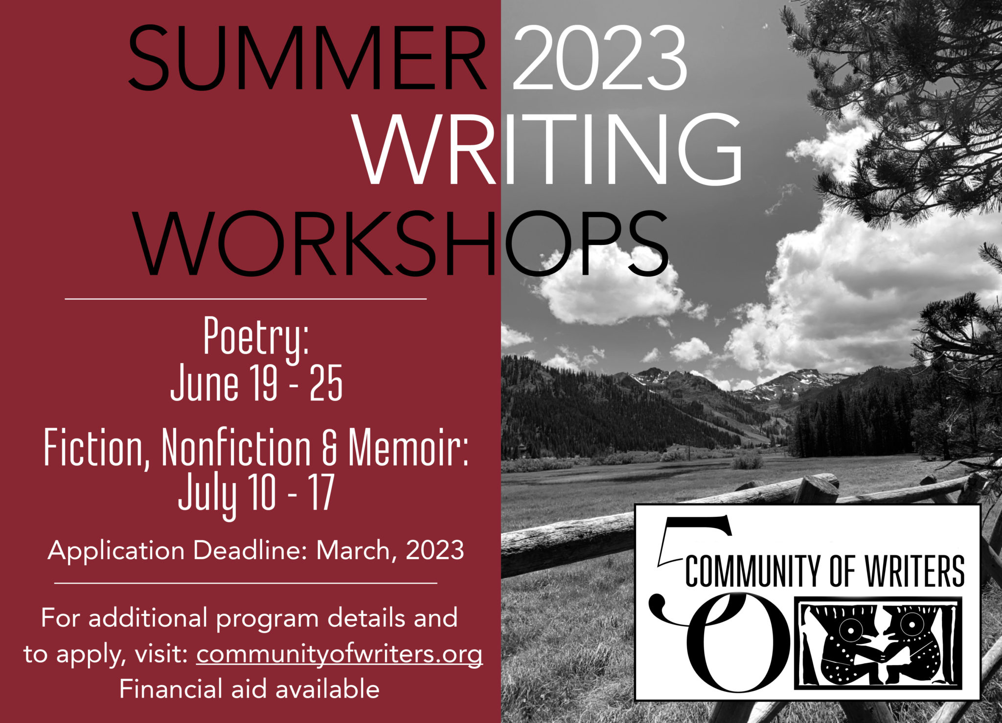 Announcing The 2023 Summer Workshops Community Of Writers