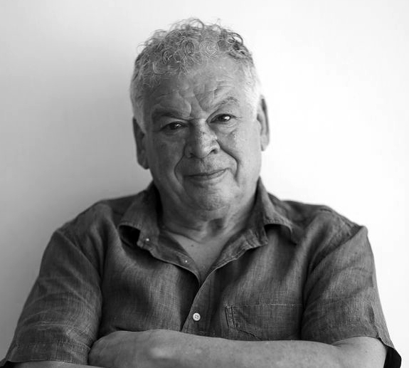 A black and white portrait of author Francisco Goldman