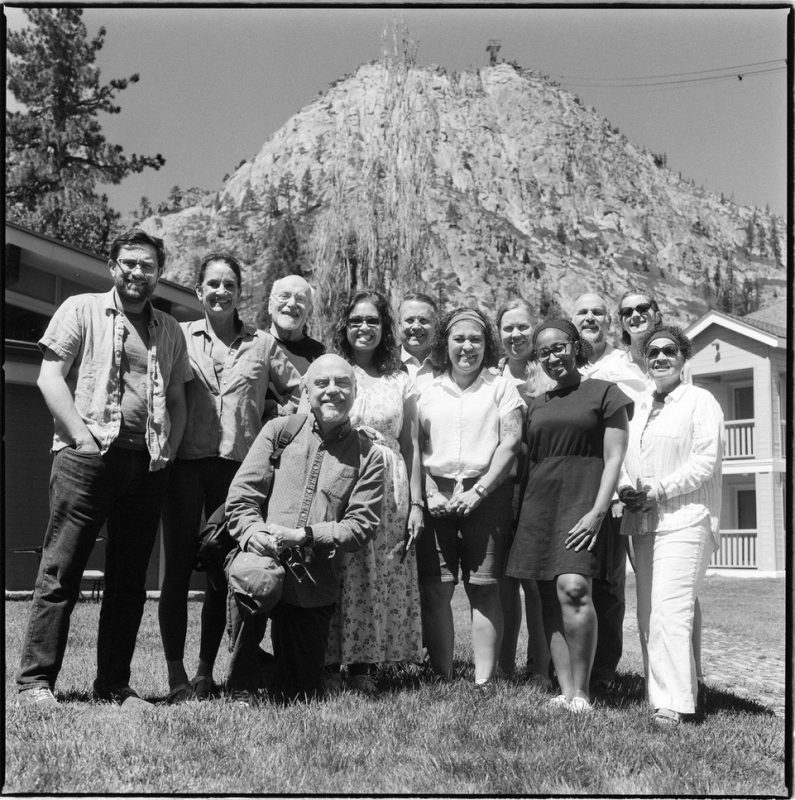 A workshop group at the Community of Writers Summer Workshops in Olympic Valley with group leader Hector Tobar. Photo by Daniel Gamburg