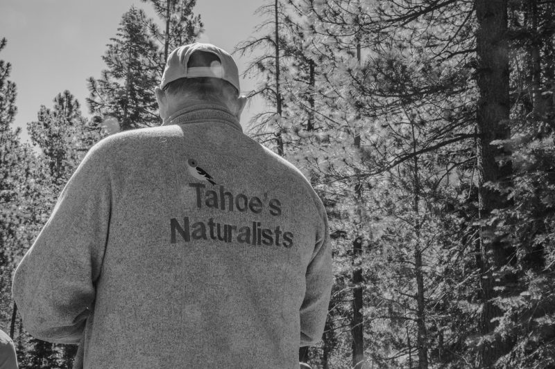 Will Richardson of the Tahoe Institute for Natural Science leads a guided nature walk at the 2026 Summer Workshops of the Community of Writers. Photo by Nic Nichols. nicholasnichols.com @maruneboy